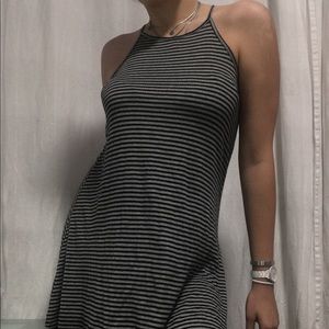 Stripped halter dress.
